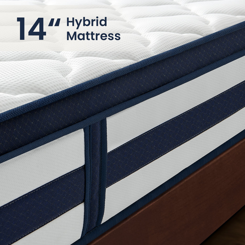 Vorbed 14 Inch Gel Memory Foam Sprung Hybrid Mattress