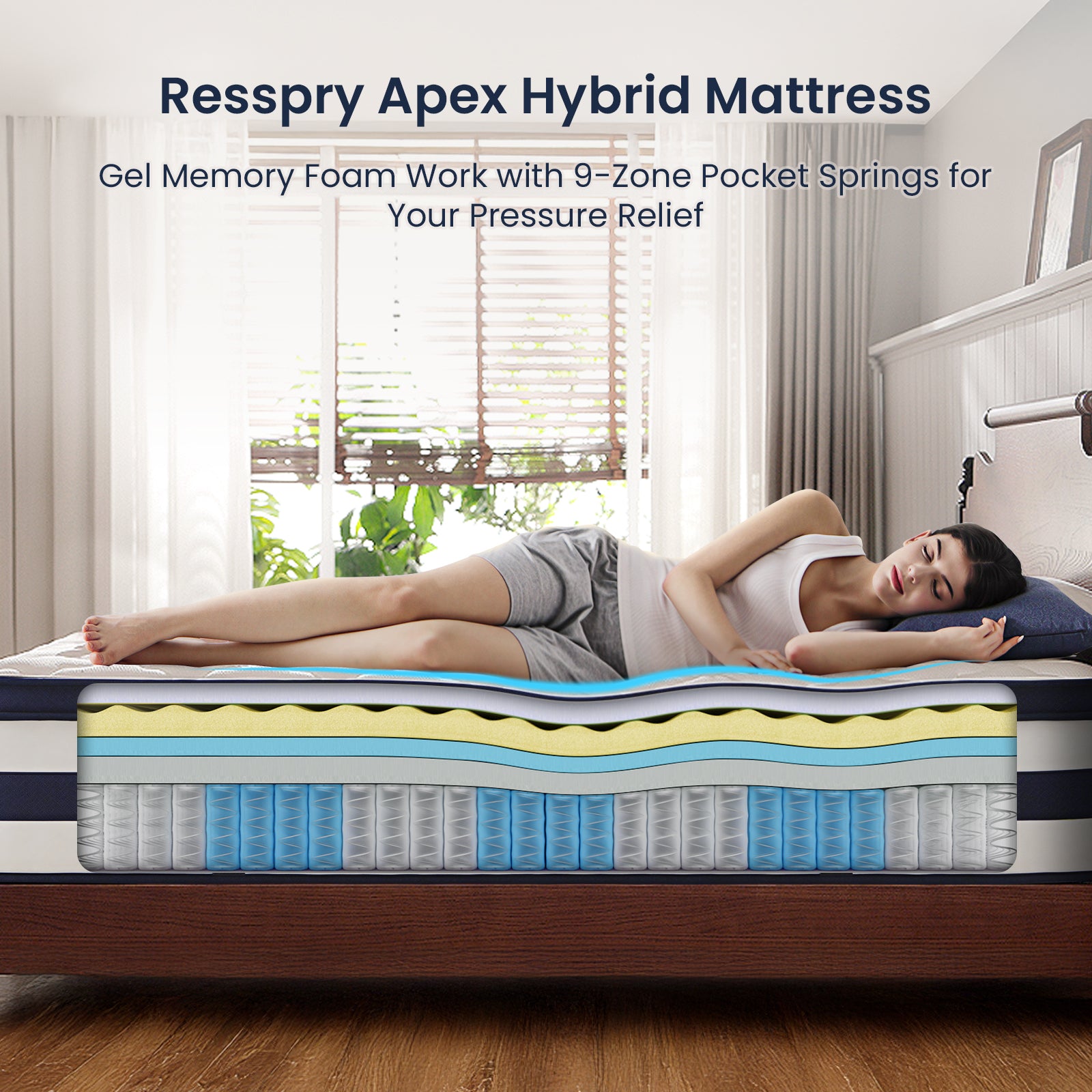 Vorbed 14 Inch Gel Memory Foam Sprung Hybrid Mattress